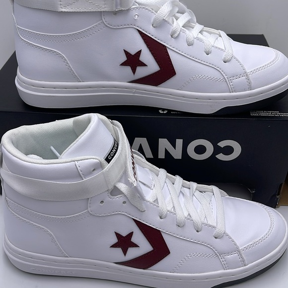 Converse Men’s PRO BLAZE V2 MID WHITE/CHERRY DAZE/WHITE A06627C Sneakers - Picture 3 of 16